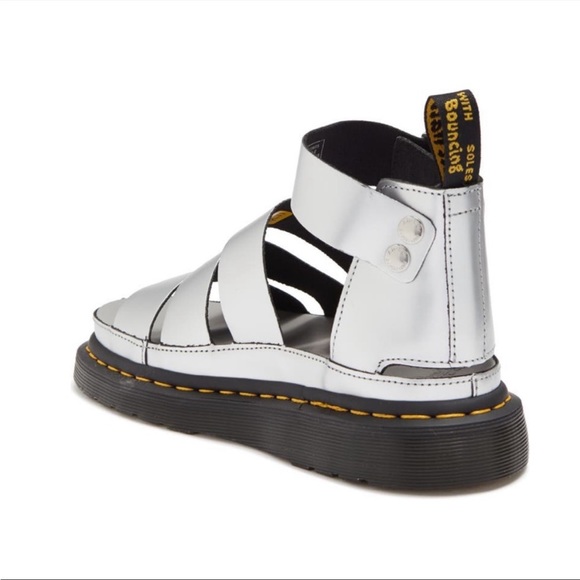 Dr. Martens Clarissa II Silver Metallic Leather Sandals, Size 6, NIB - Picture 4 of 13